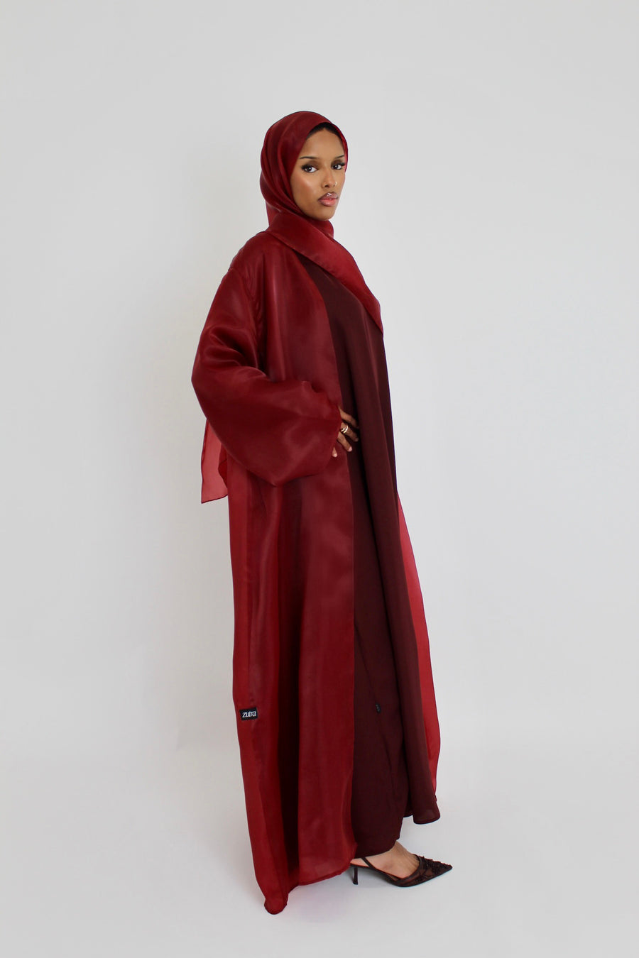 Organza Burgundy Abaya