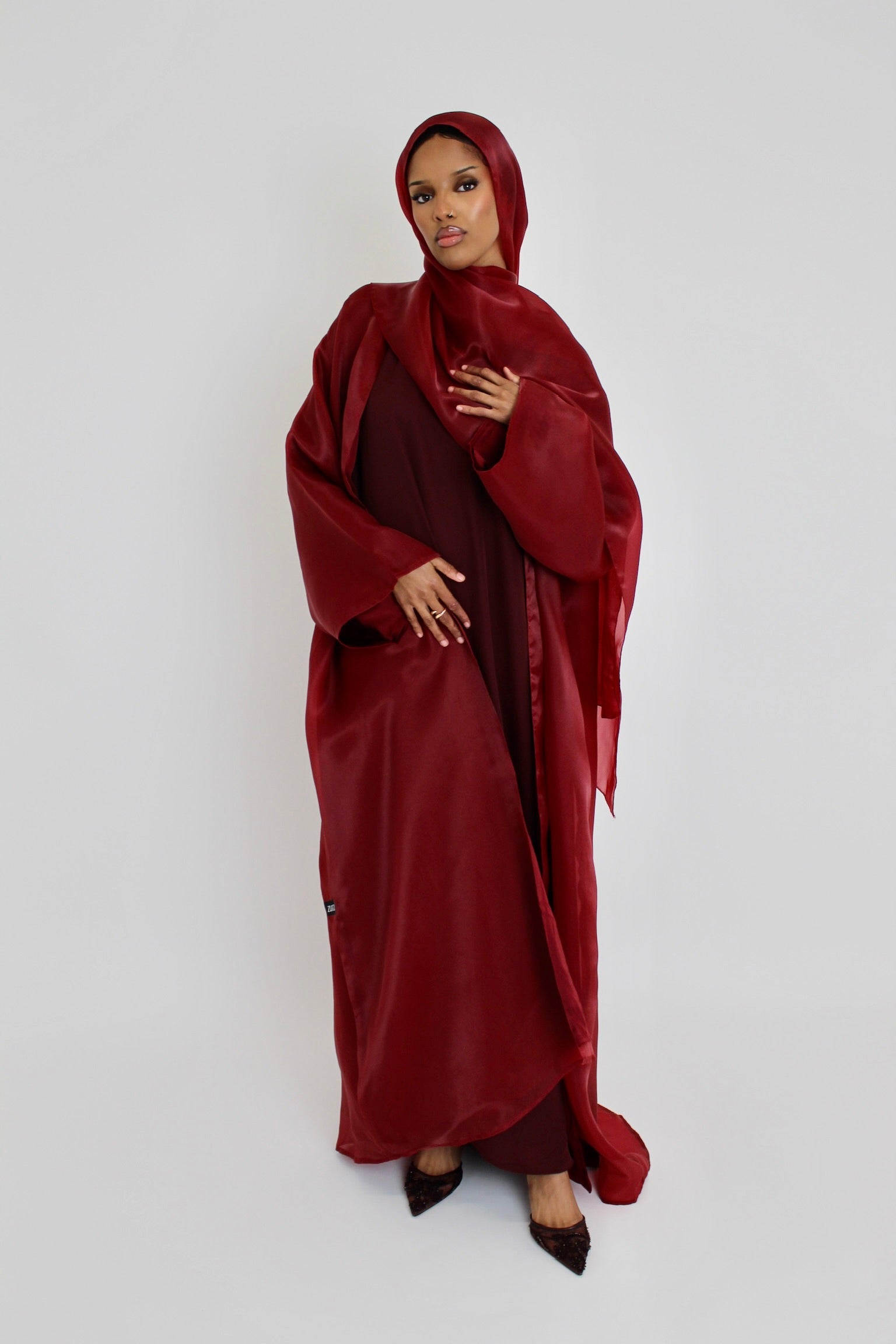 Organza Burgundy Abaya