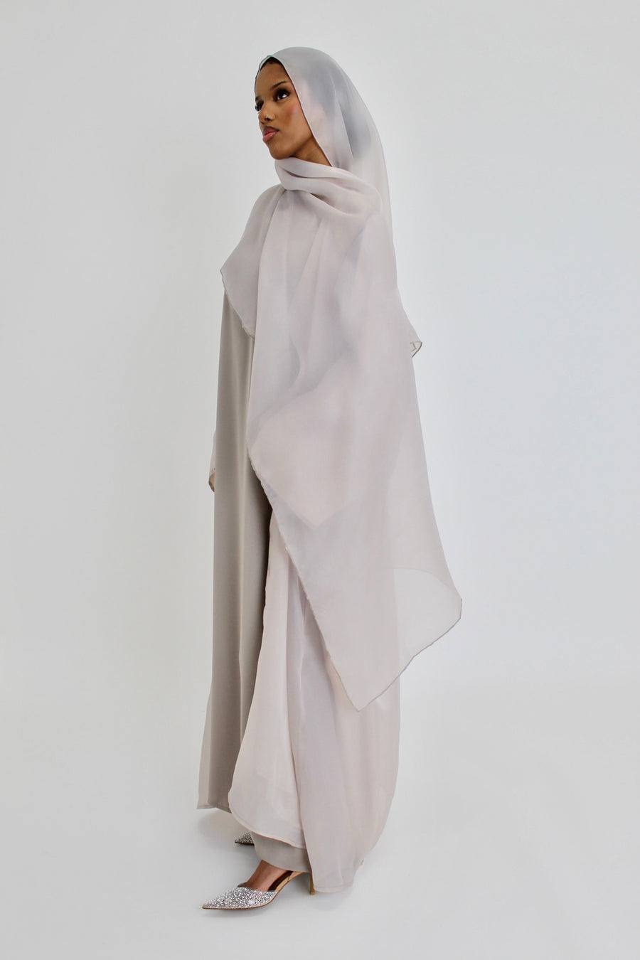 Organza Nude Abaya