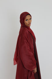 Organza Burgundy Abaya