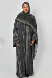 Stone Blue Matching Chiffon Abaya