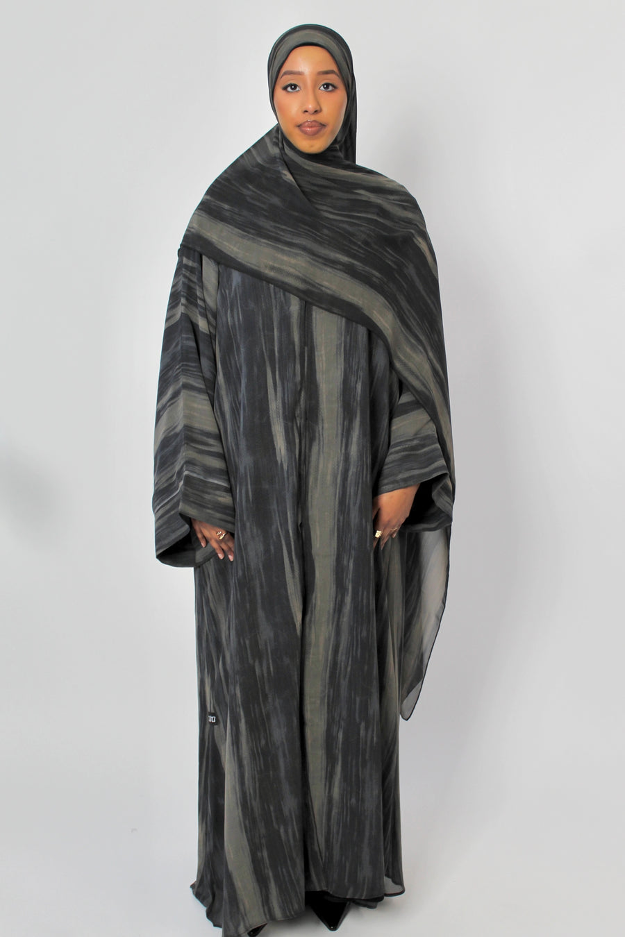Stone Blue Matching Chiffon Abaya