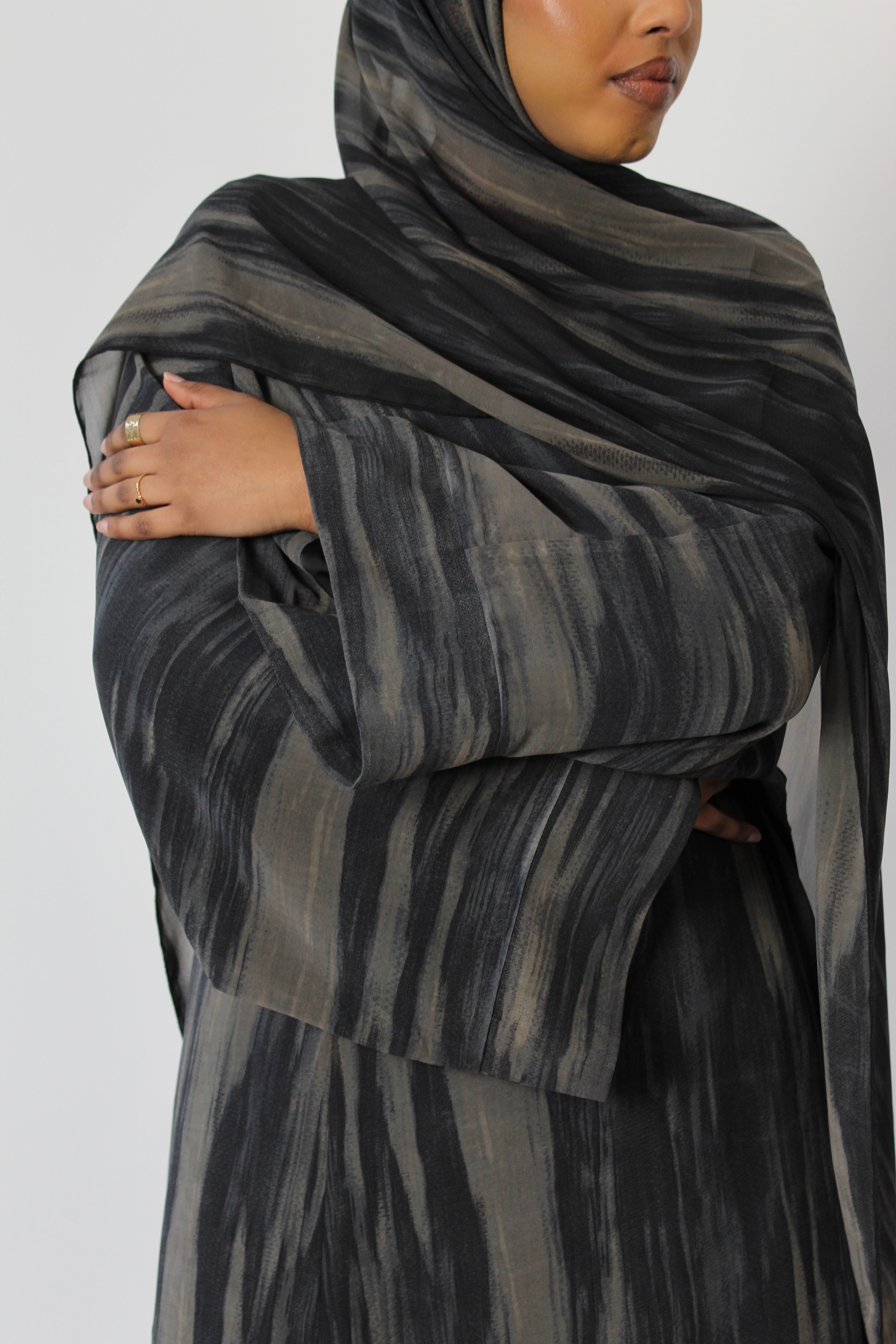 Stone Blue Matching Chiffon Abaya